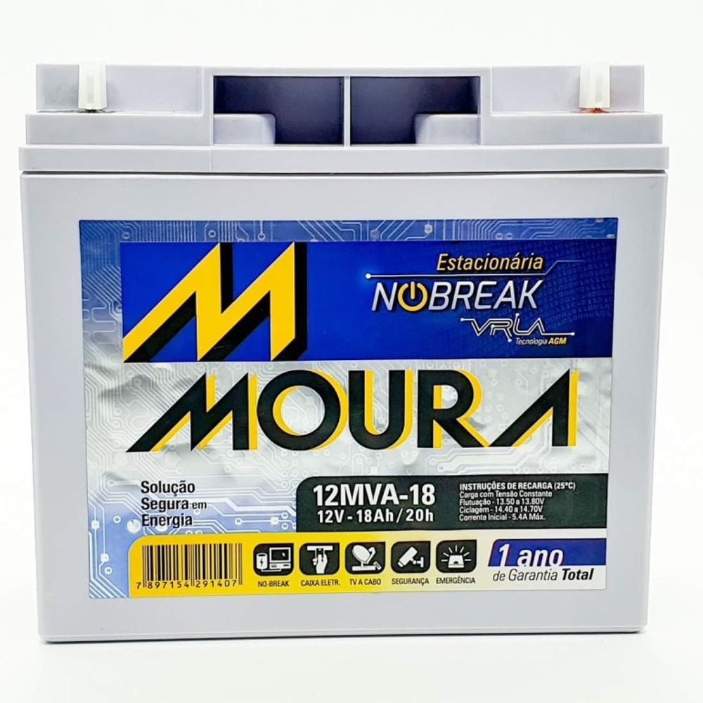 Bateria Selada para Nobreak VRLA 12V 18Ah 12MVA-18 - Moura Bateria Selada para Nobreak VRLA 12V 18Ah 12MVA-18 - Moura