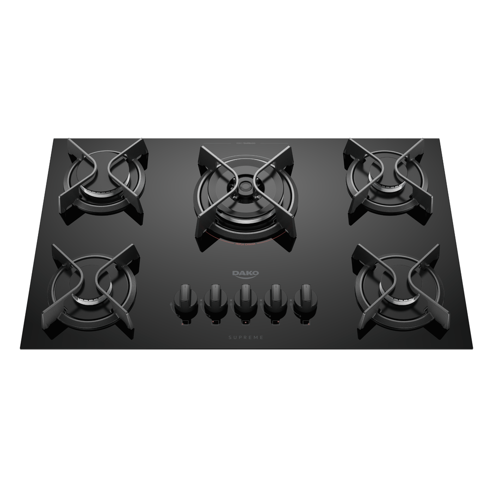 Cooktop Dako 5 Bocas a Gás com Tripla Chama Supreme Bivolt Preto Cooktop Dako 5 Bocas a Gás com Tripla Chama Supreme Bivolt Preto