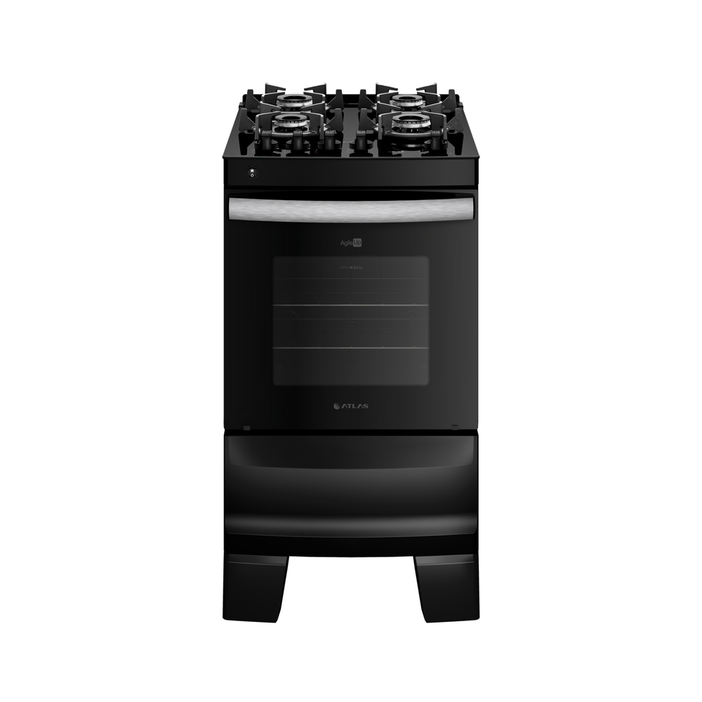 Fogão 4 Bocas com Mesa Vidro Agile Up Bivolt Preto - Atlas