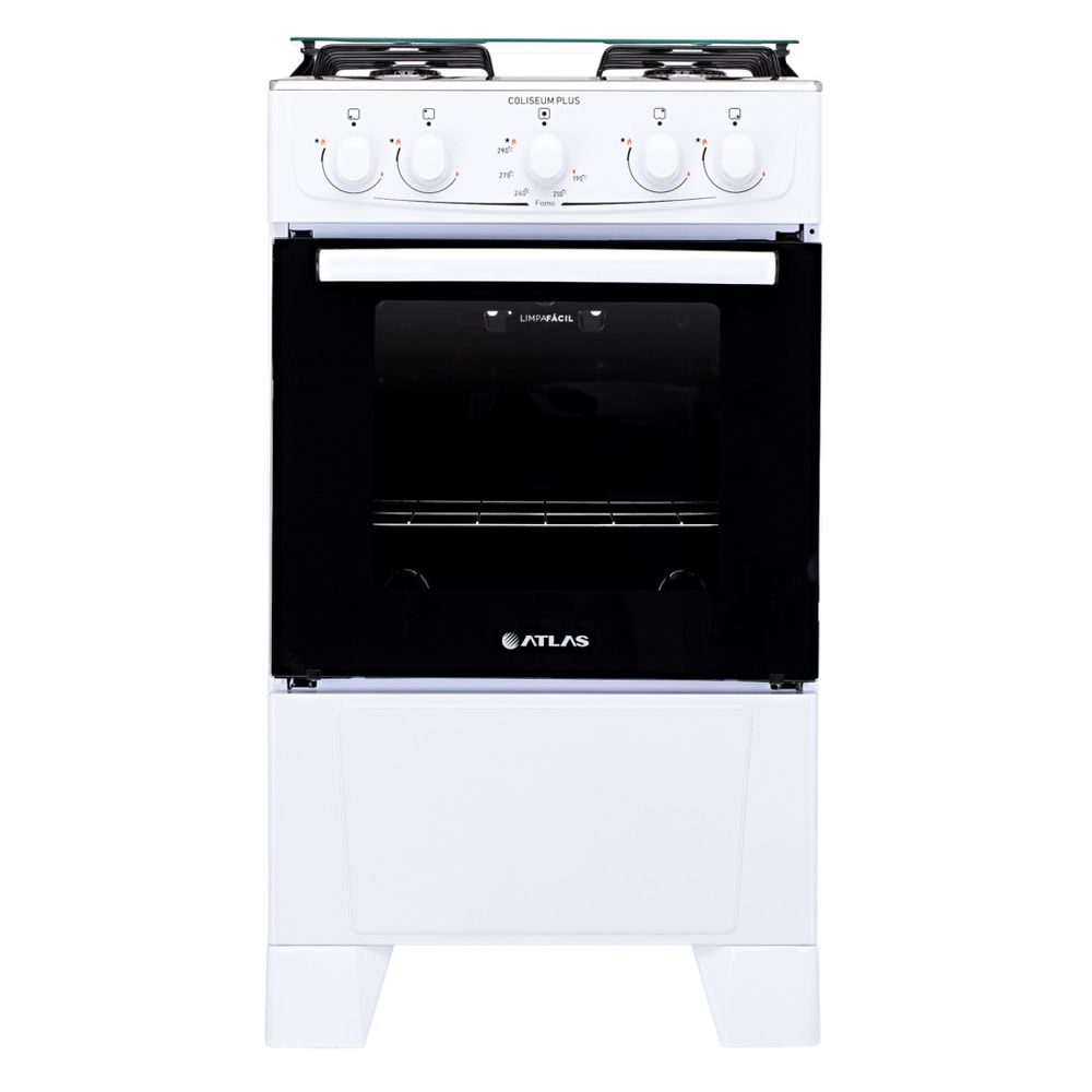 Fogão Atlas 4 Bocas com Mesa Inox Coliseum Plus Branco Fogão Atlas 4 Bocas com Mesa Inox Coliseum Plus Branco