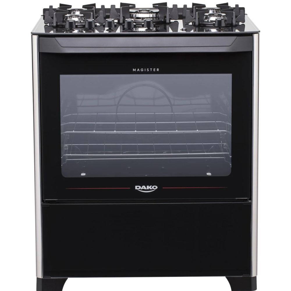 Fogão Dako 5 Bocas com Mesa Vidro e Tripla Chama Magister Bivolt Preto Fogão Dako 5 Bocas com Mesa Vidro e Tripla Chama Magister Bivolt Preto