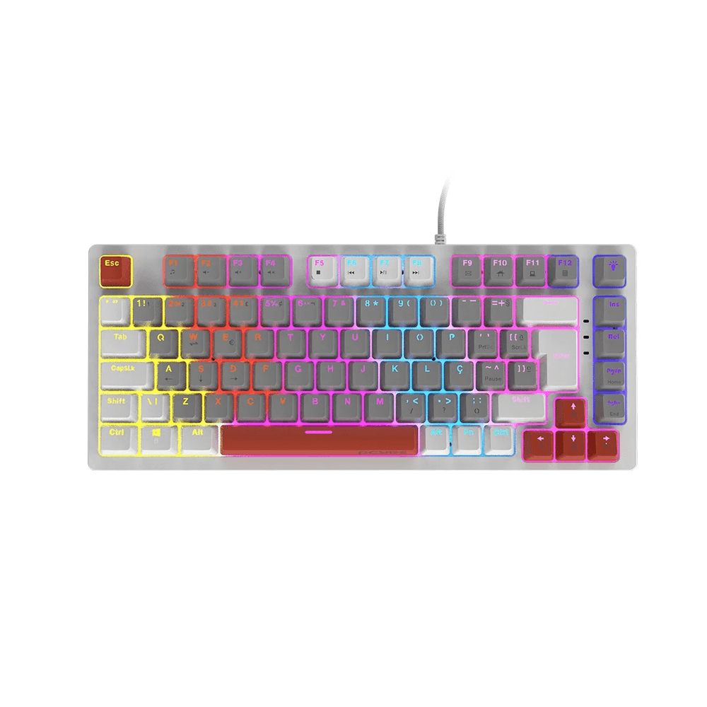 Teclado Gamer PCYes Mecânico USB Kirin Ghost 75% RGB Branco