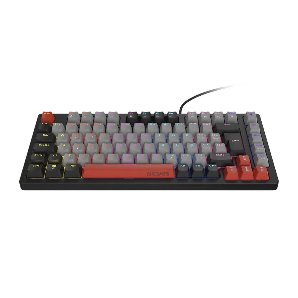 Teclado Gamer PCYes Mecânico USB Kirin Vulcan 75% RGB Preto