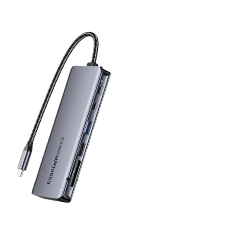 Adaptador USB-C para SSD NVMe M.2/TF Card/SD Card/2USB-C/USB-A 3.0/USB-A 2.0 EHB7-XJ0G-Z Cinza - Essager Adaptador Essager USB-C para SSD NVMe M.2/TF Card/SD Card/2USB-C/USB-A 3.0/USB-A 2.0 EHB7-XJ0G-Z Cinza Adaptador USB-C para SSD NVMe M.2/TF Card/SD Card/2USB-C/USB-A 3.0/USB-A 2.0 EHB7-XJ0G-Z Cinza - Essager Adaptador Essager USB-C para SSD NVMe M.2/TF Card/SD Card/2USB-C/USB-A 3.0/USB-A 2.0 EHB7-XJ0G-Z Cinza