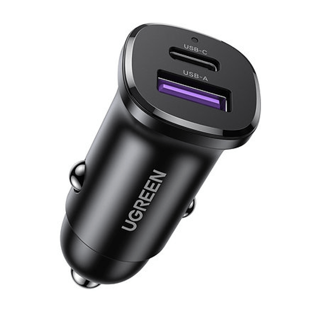 Carregador Veicular Ugreen Rápido 30W USB/USB-C Preto EC305