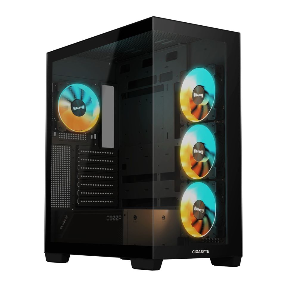 Gabinete Gamer Gigabyte C500 Panaromic Stealth ATX Lateral e Frontal em Vidro Temperado GB-C500P ST Preto