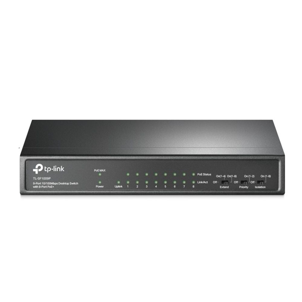 Switch TP-Link 8 Portas Fast Ethernet 10/100 TL-SF1009P Preto