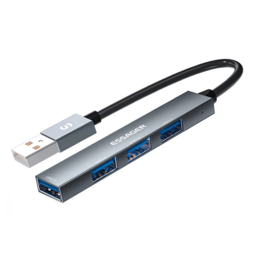 HUB Essager USB 3.0 4 portas EHBA04-FY0G-P Cinza HUB Essager USB 3.0 4 portas EHBA04-FY0G-P Cinza