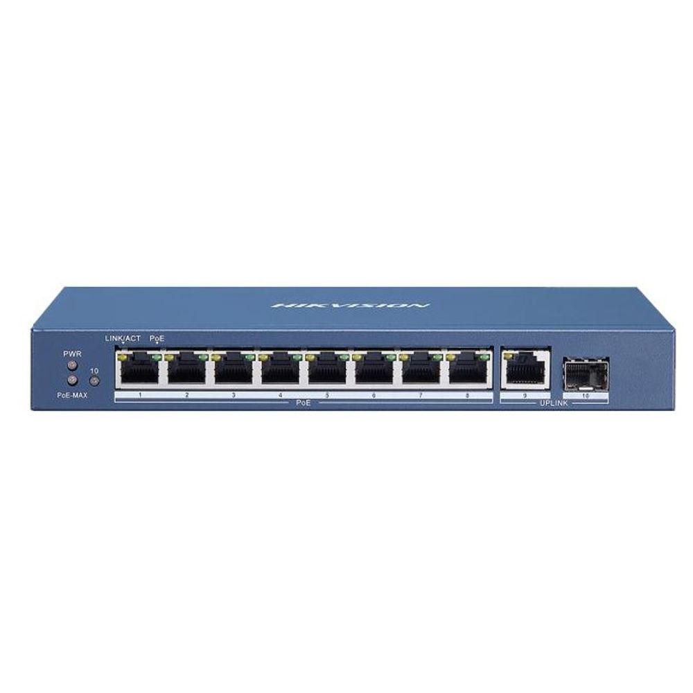 Switch Hikvision 8 Portas 10/100/1000 Gigabit POE Metal DS-3E0510P-E