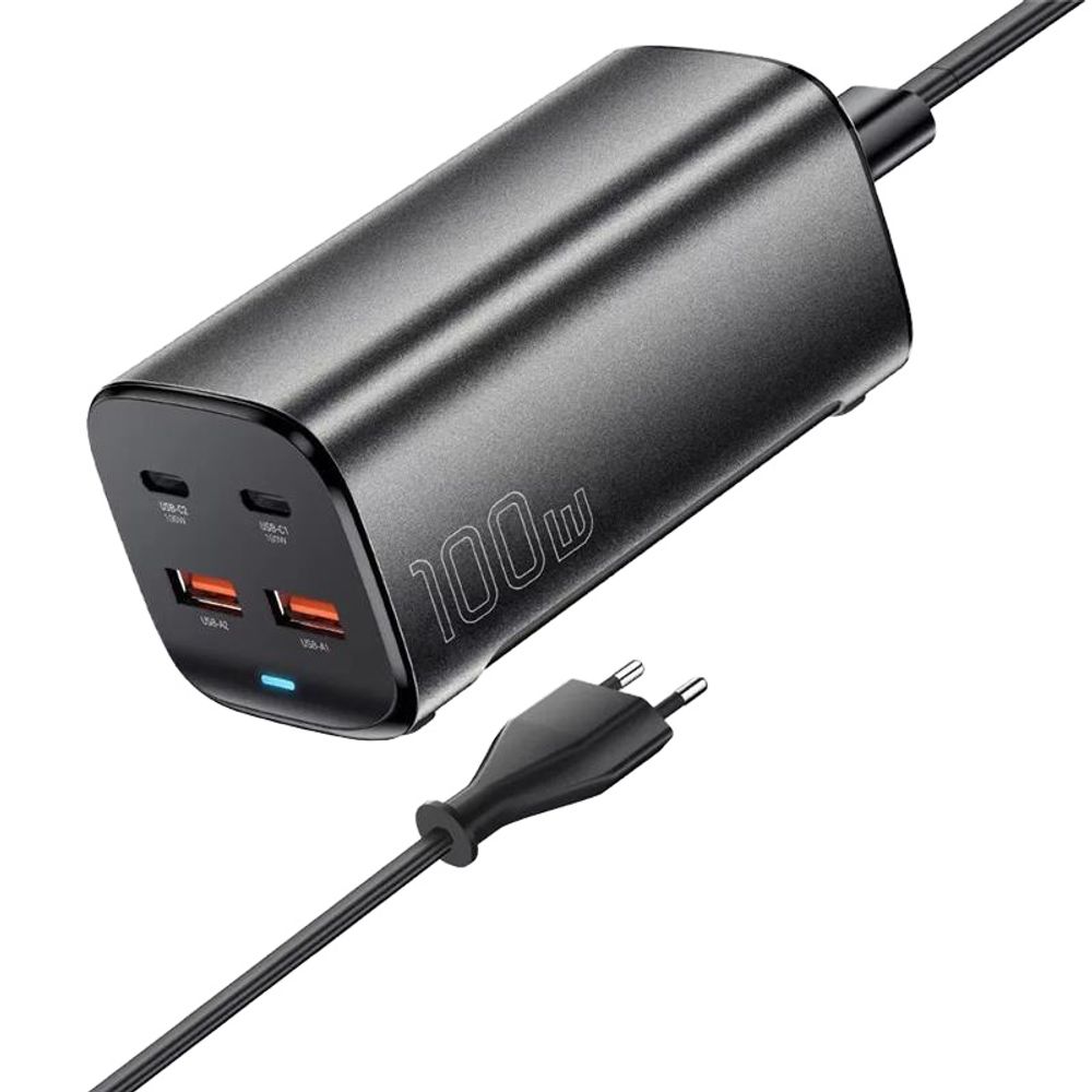 Carregador de Mesa Essager 100W GaN USB/USB-C Preto Carregador de Mesa Essager 100W GaN USB/USB-C Preto