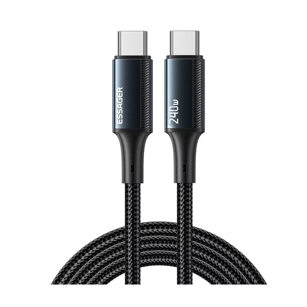 Cabo Essager USB-C 2.0M Nylon 240W EXCTT3-JJA01-P Preto Cabo Essager USB-C 2.0M Nylon 240W EXCTT3-JJA01-P Preto