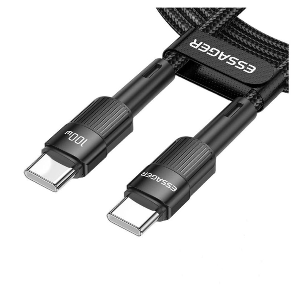 Cabo Essager USB-C 3.0M Nylon 100W EXCTT1-XCC01 Preto Cabo Essager USB-C 3.0M Nylon 100W EXCTT1-XCC01 Preto