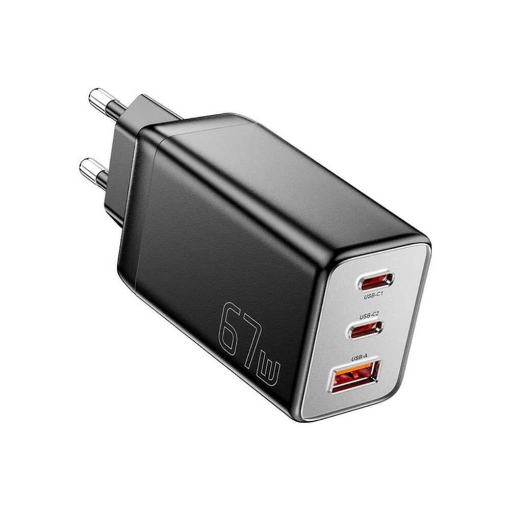 Carregador de Viagem Essager 67W GaN USB/USB-C Preto Carregador de Viagem Essager 67W GaN USB/USB-C Preto