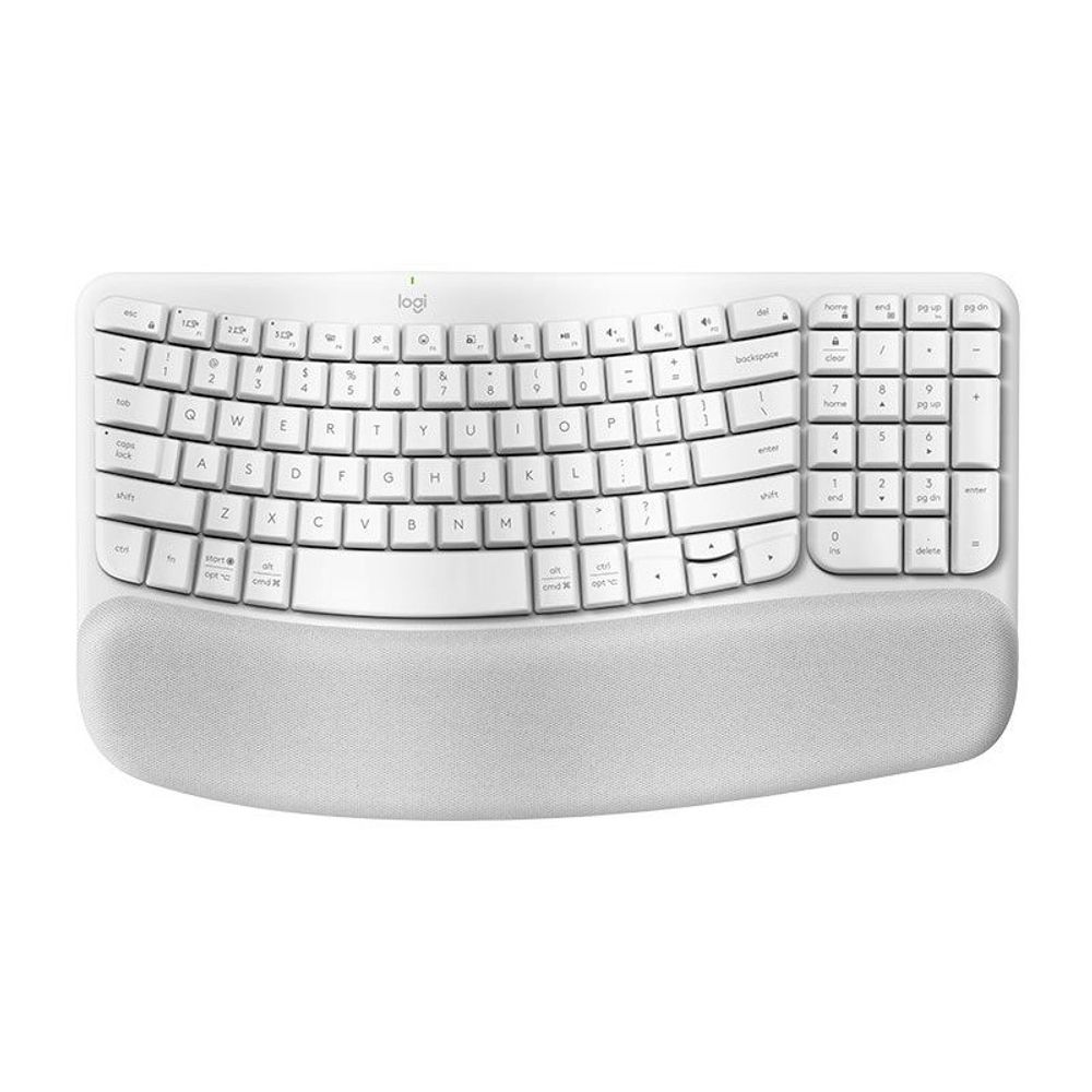 Teclado Logitech Ergonômico Sem Fio Wave Keys Bluetooth Branco Teclado Logitech Ergonômico Sem Fio Wave Keys Bluetooth Branco