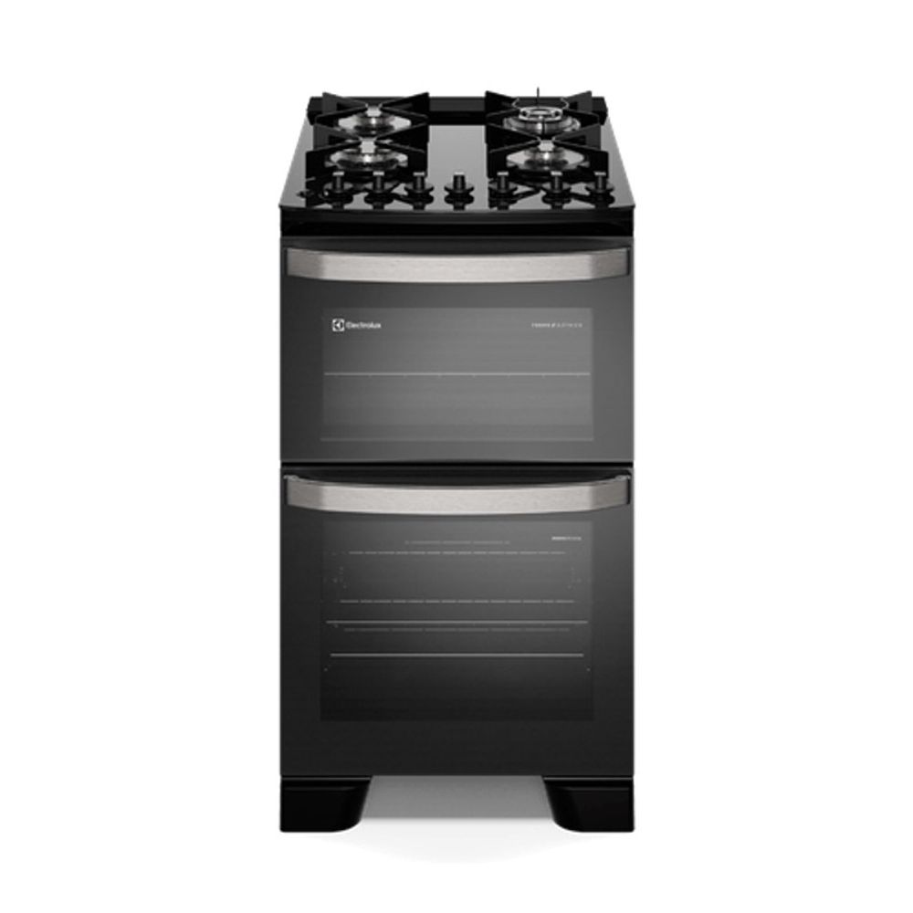Fogão 4 bocas Electrolux Experience Mesa vidro, 2 Fornos e Tripla Chama FE4DP Bivolt Preto