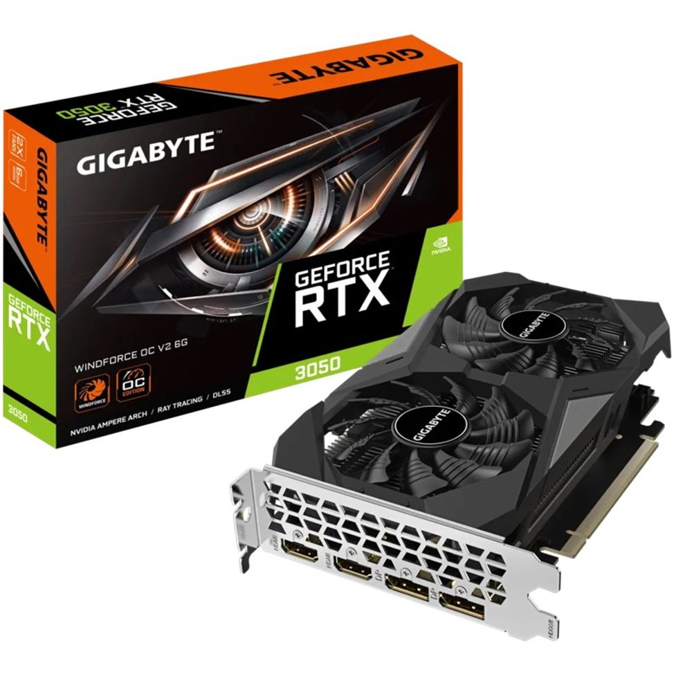 Placa de Vídeo Gigabyte 6GB GDDR6 GeForce RTX 3050 Windforce OC V2 6G Placa de Vídeo Gigabyte 6GB GDDR6 GeForce RTX 3050 Windforce OC V2 6G
