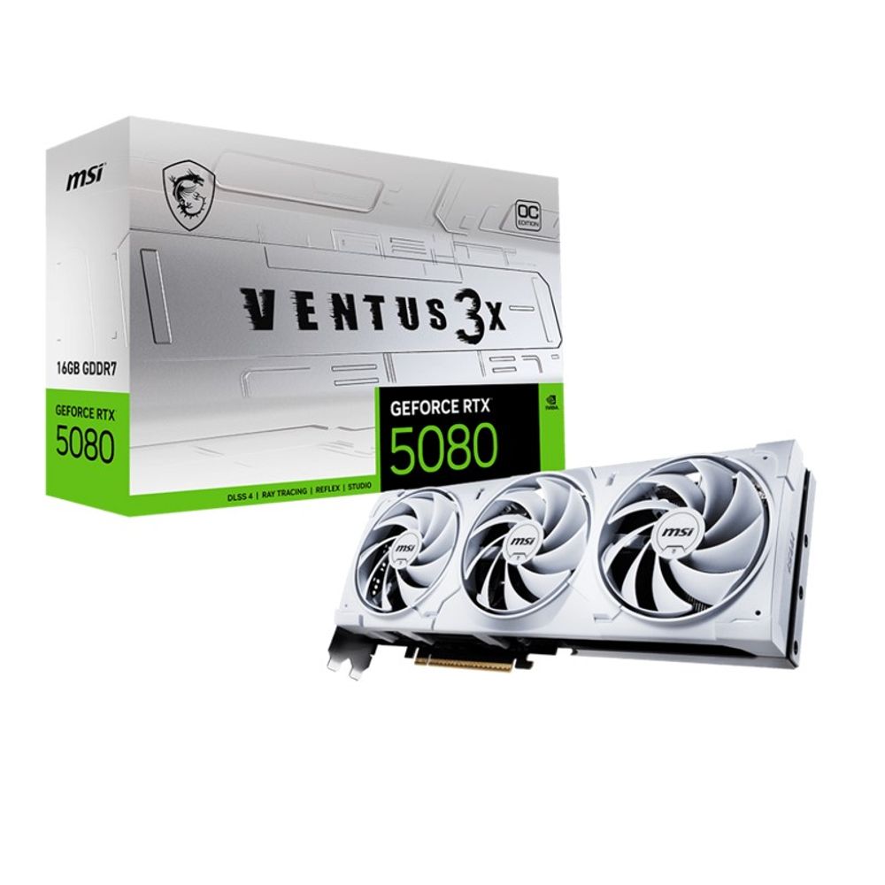 Placa de Vídeo MSI GeForce RTX5080 16GB VENTUS 3X OC WHITE GDDR7 Placa de Vídeo MSI GeForce RTX5080 16GB VENTUS 3X OC WHITE GDDR7