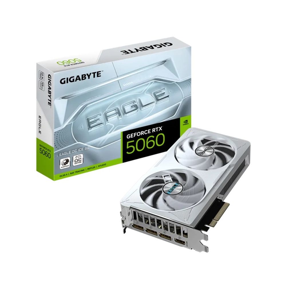 Placa de Vídeo Gigabyte GeForce RTX™ 5060 EAGLE OC ICE 8G GDDR7 Branca Placa de Vídeo Gigabyte GeForce RTX™ 5060 EAGLE OC ICE 8G GDDR7 Branca
