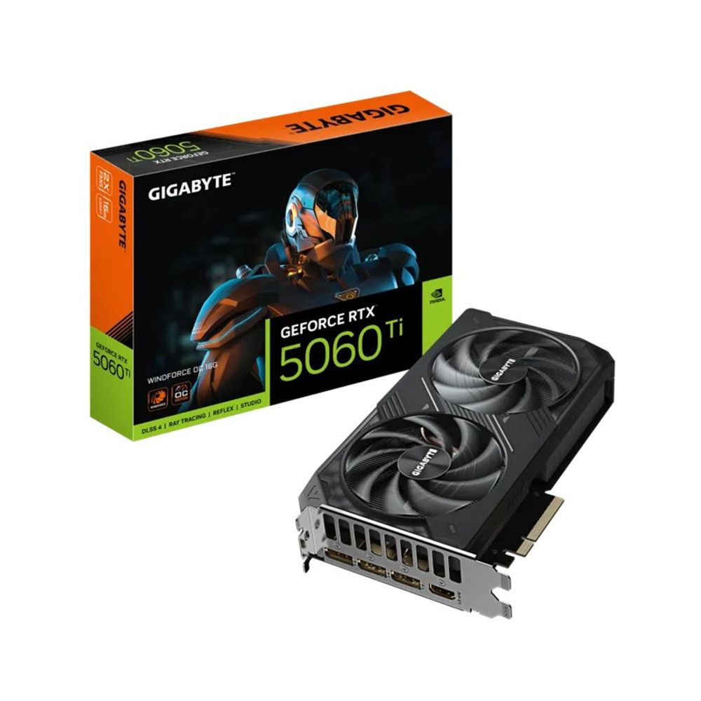 Placa de Vídeo Gigabyte GeForce RTX 5060 Ti WINDFORCE OC 16G GDDR7 Preta Placa de Vídeo Gigabyte GeForce RTX 5060 Ti WINDFORCE OC 16G GDDR7 Preta