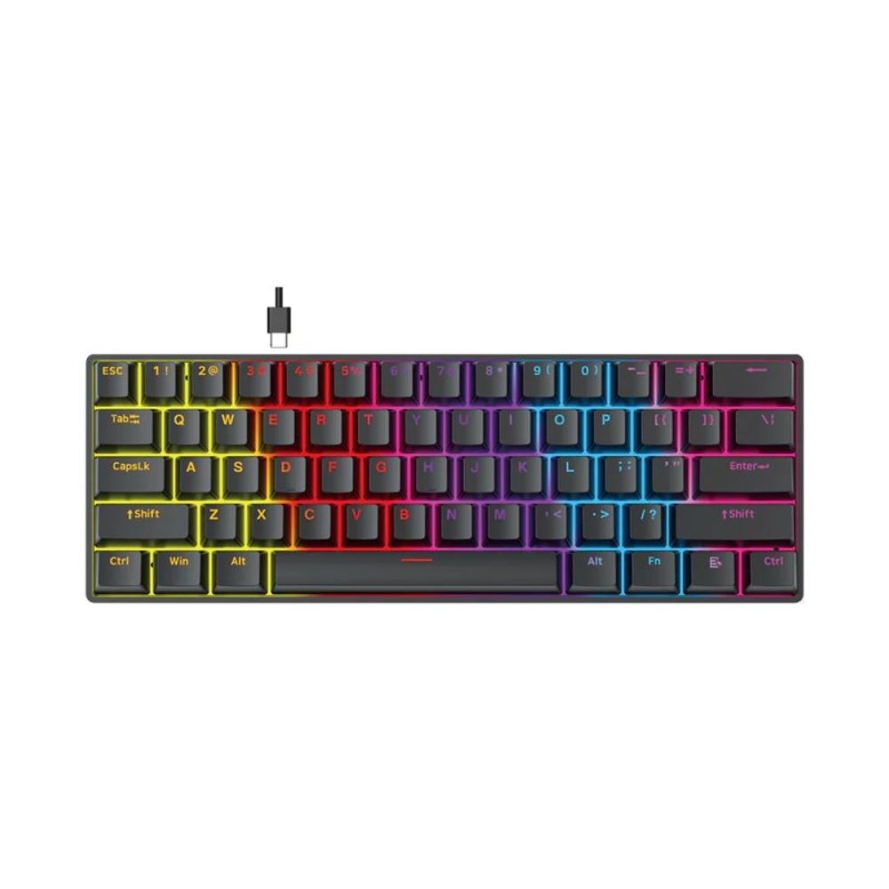Teclado Gamer Fantech Mecânico 60% USB-C RGB Atom61 MK211 Preto