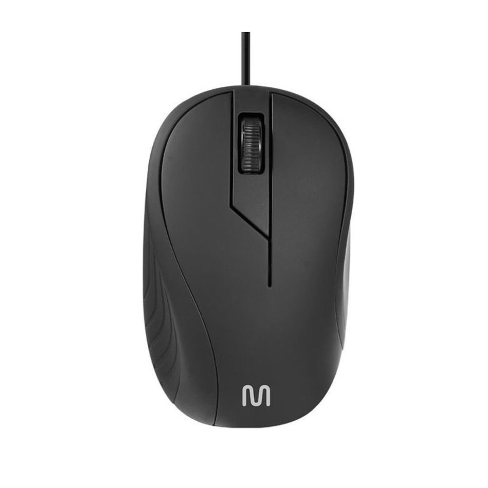 Mouse Multilaser USB com Fio Emborrachado MF300 Preto