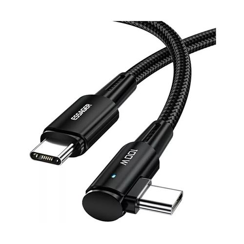 Cabo Essager USB-C 2.0M Nylon 60W 90º EXCTT1-CGWTA01 Preto