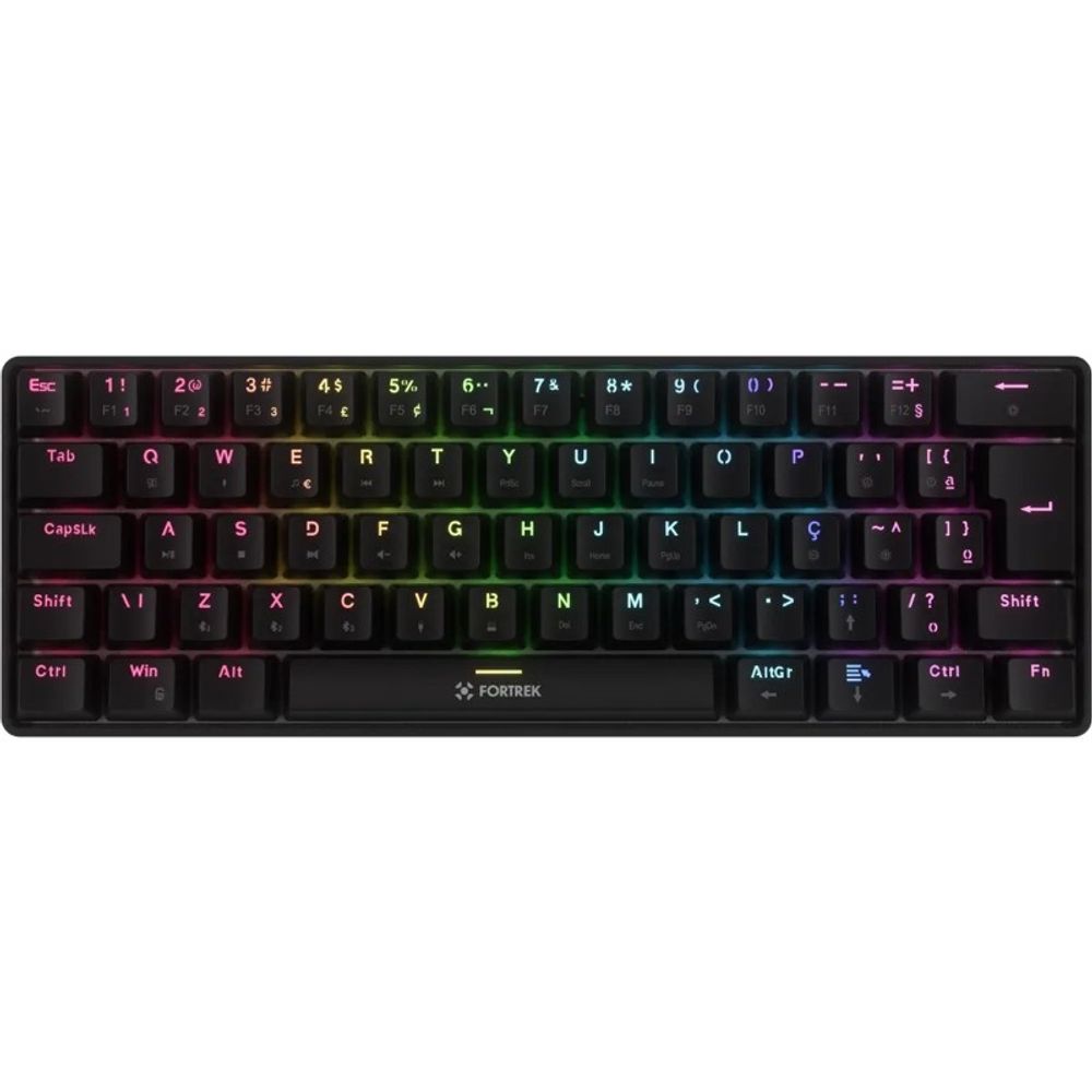 Teclado Gamer Fortrek Mecânico RGB 60% Gravity Air Compact Wireless Preto
