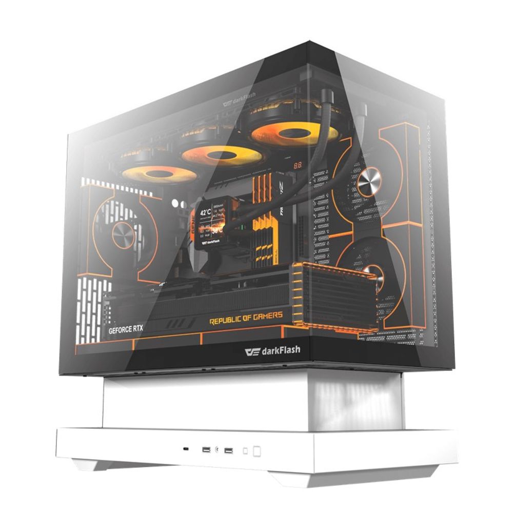 Gabinete Gamer Darkflash F1 M-ATX Lateral de Vidro ARGB Branco Gabinete Gamer Darkflash Floatron F1 M-ATX Lateral de Vidro ARGB Branco