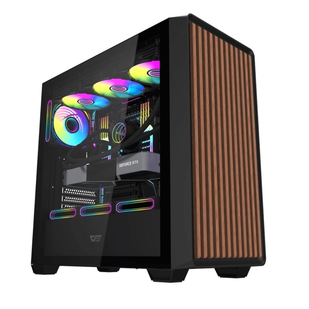 Gabinete Gamer Darkflash DS900 Wood ATX Lateral de Vidro Preto