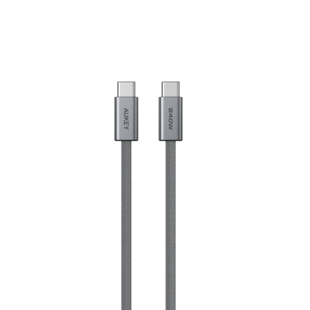 Cabo Aukey USB-C para USB-C Nylon Trançado de 1.8m e 240W CB-DCC242 Cinza