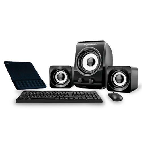 Kit Office Multi Teclado + Mouse + Mouse Pad + Caixa de Som